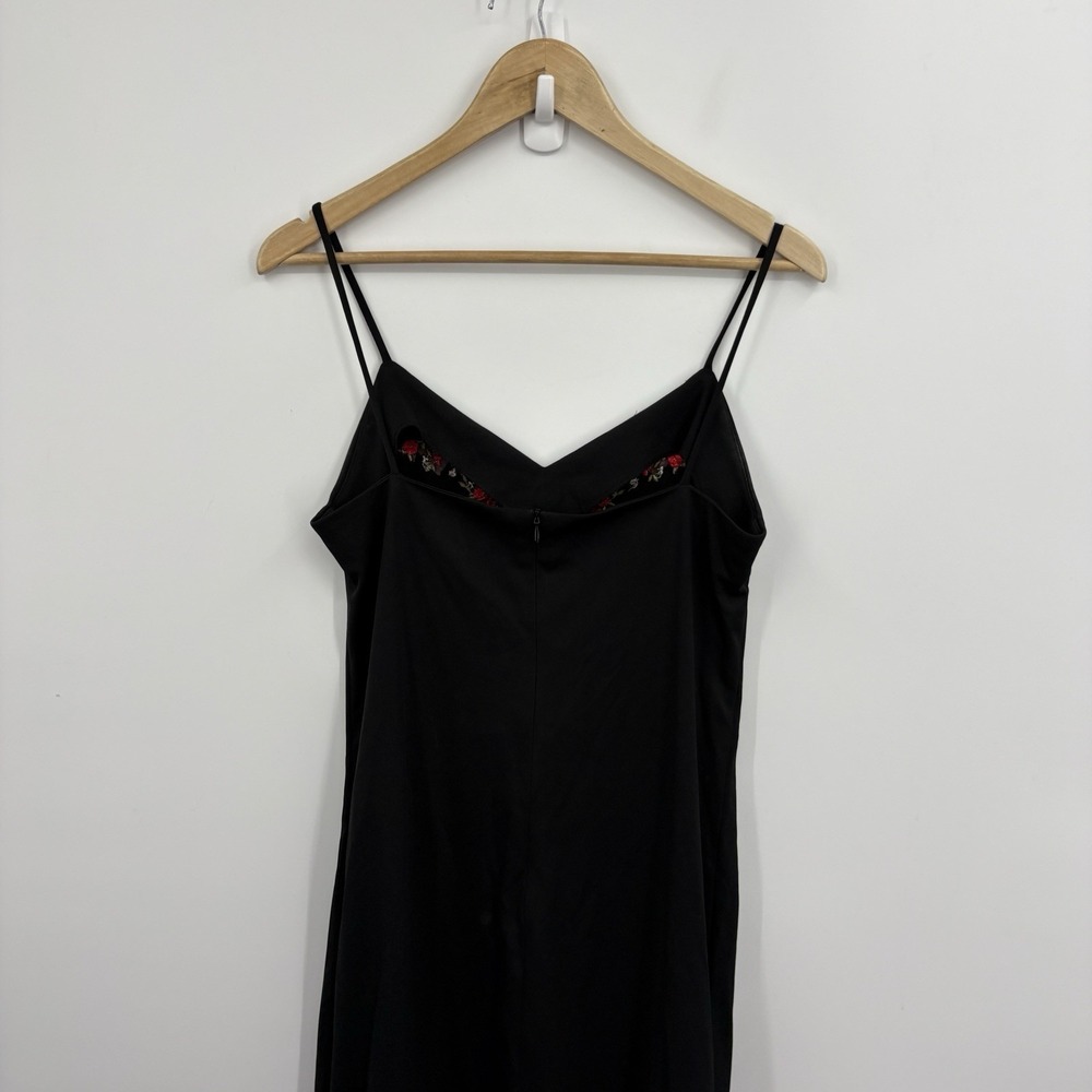 Vintage 90s Y2K Slip Dress 6 Whimsigoth Floral Embroidered Dark Fairy Bias Midi - Picture 9 of 11